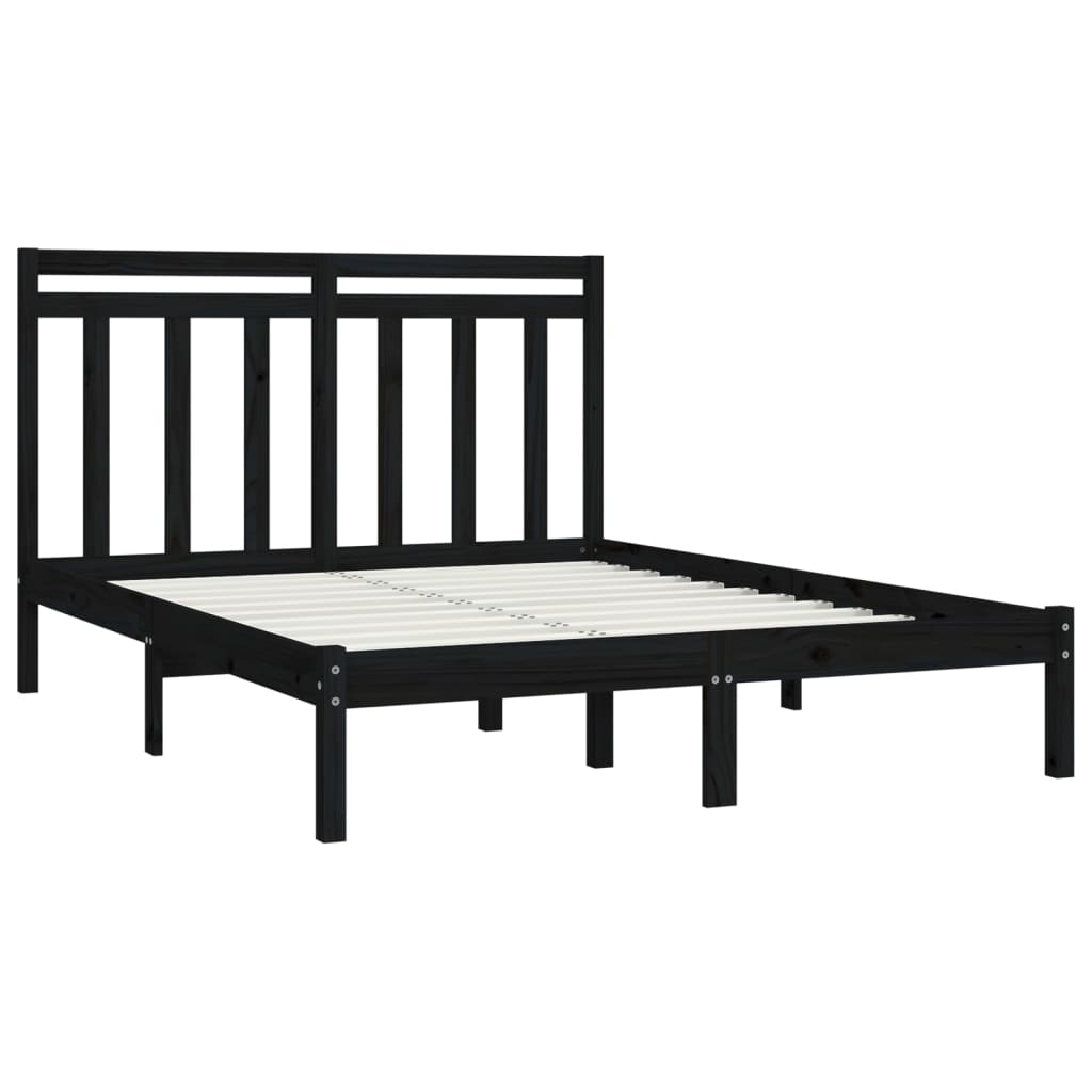 sengeramme 140x190 cm massivt træ sort