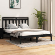 sengeramme 140x190 cm massivt træ sort