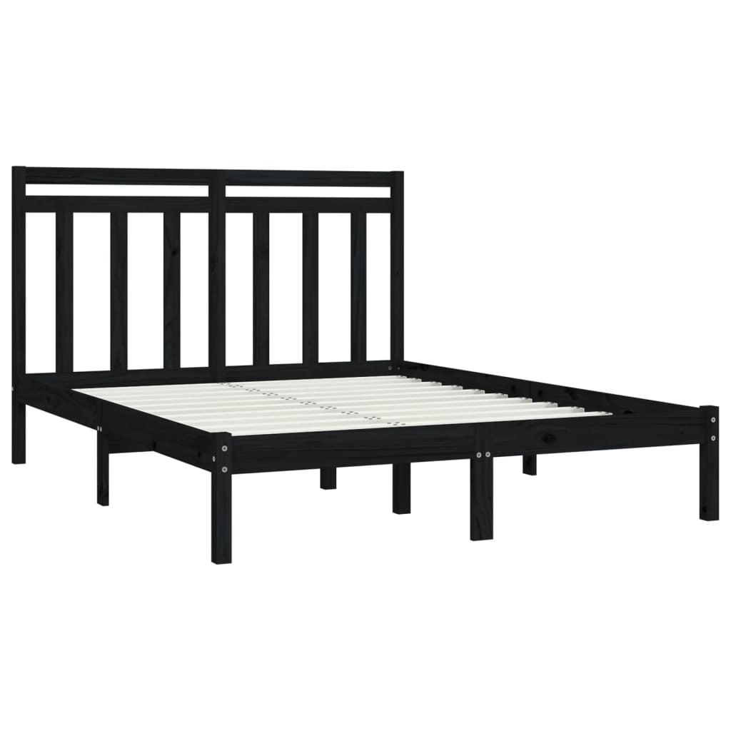 sengeramme 150x200 cm King Size massivt træ sort