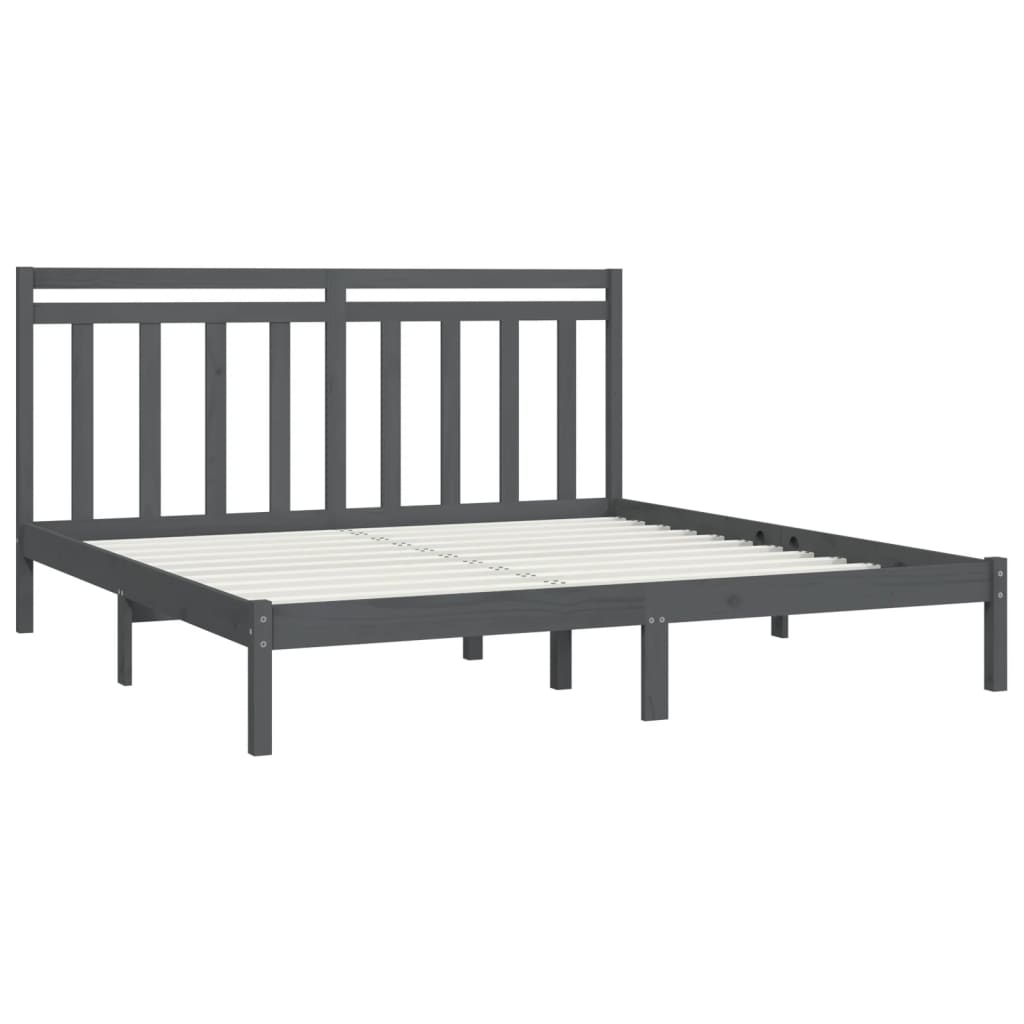 sengeramme 200x200 cm massivt træ grå