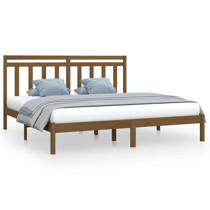 sengeramme 200x200 cm massivt træ gyldenbrun