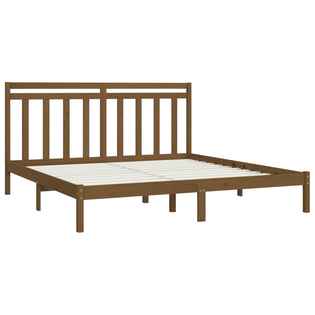 sengeramme 200x200 cm massivt træ gyldenbrun