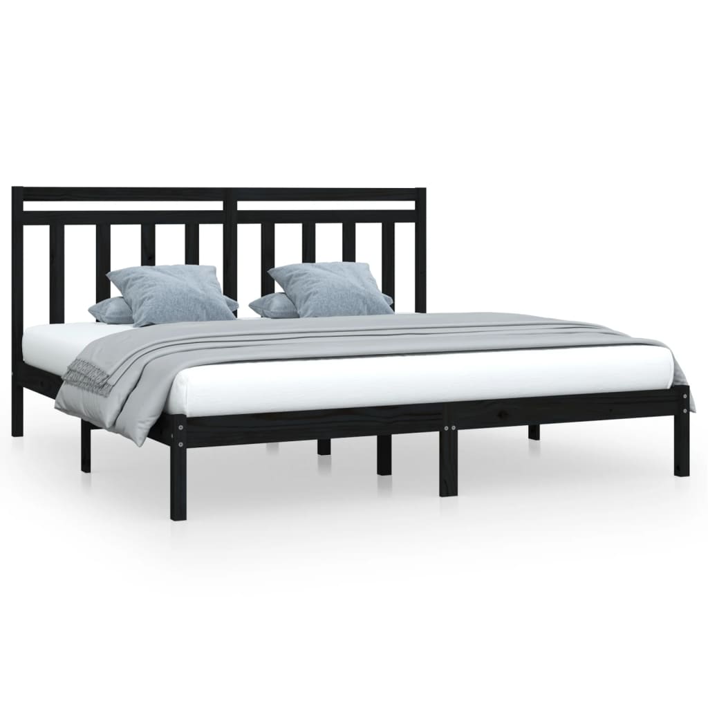 sengeramme 200x200 cm massivt træ sort
