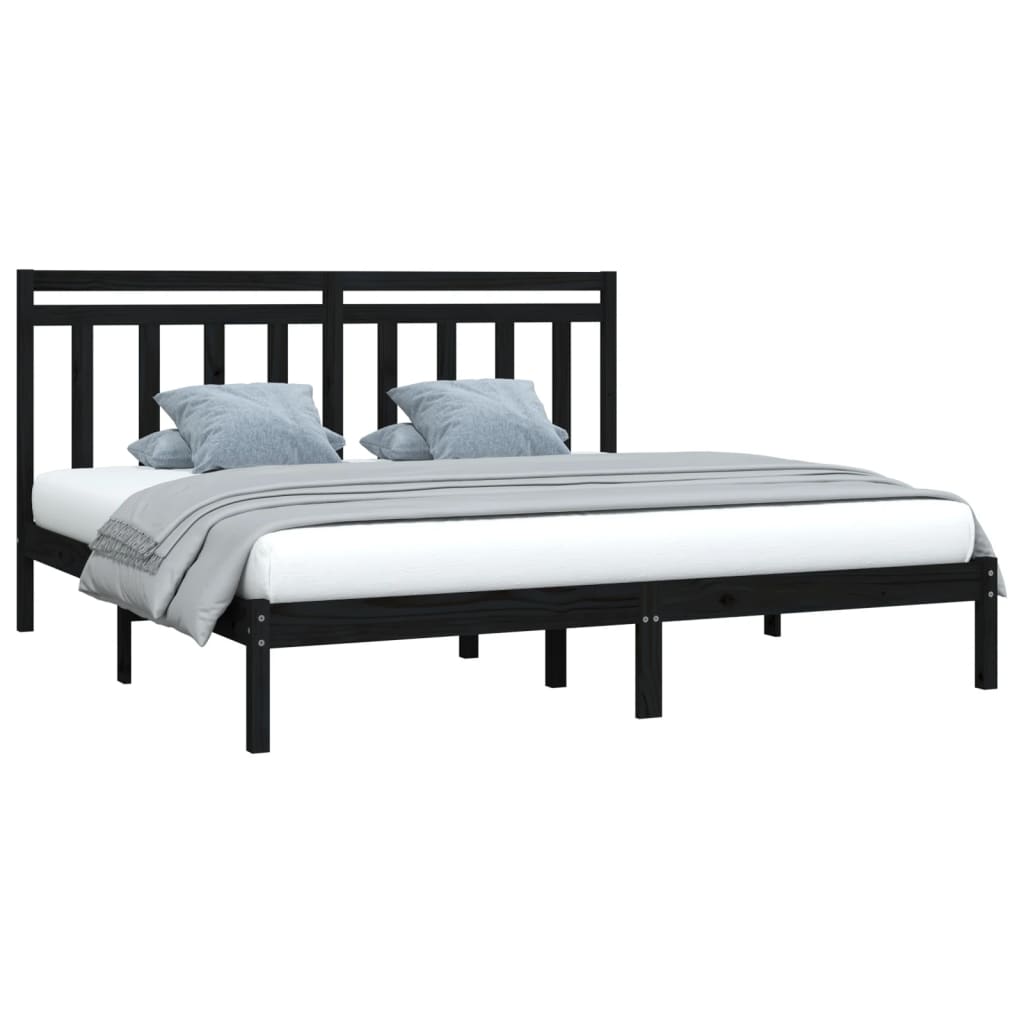 sengeramme 200x200 cm massivt træ sort