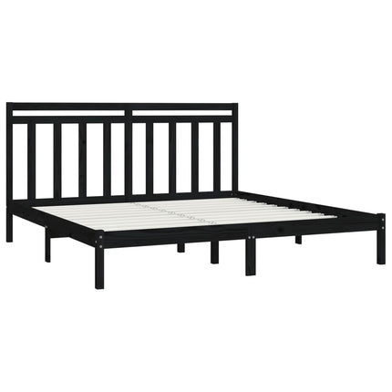 sengeramme 200x200 cm massivt træ sort