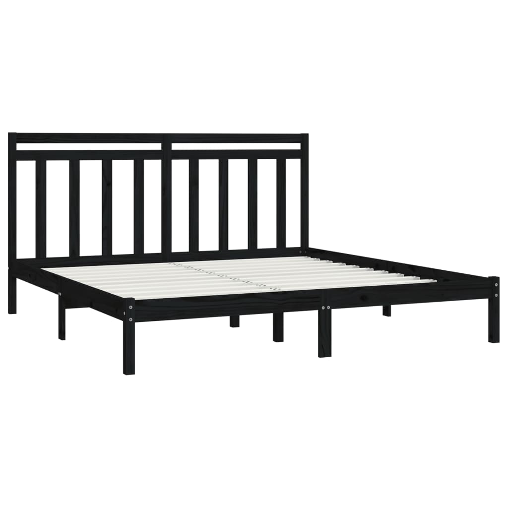 sengeramme 200x200 cm massivt træ sort