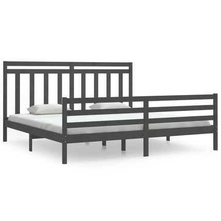 sengeramme 200x200 cm massivt træ grå
