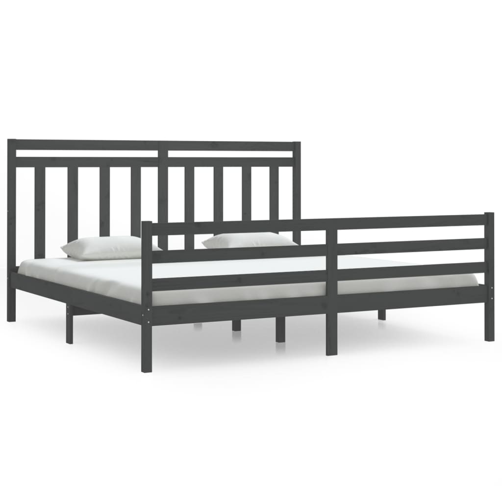 sengeramme 200x200 cm massivt træ grå