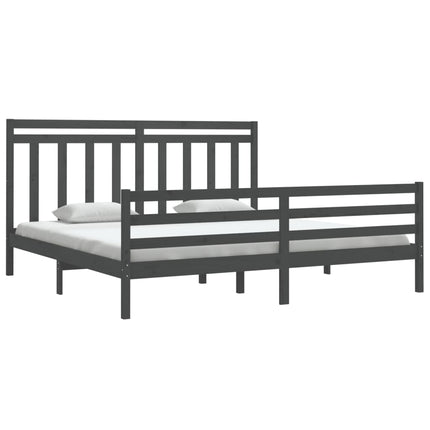 sengeramme 200x200 cm massivt træ grå