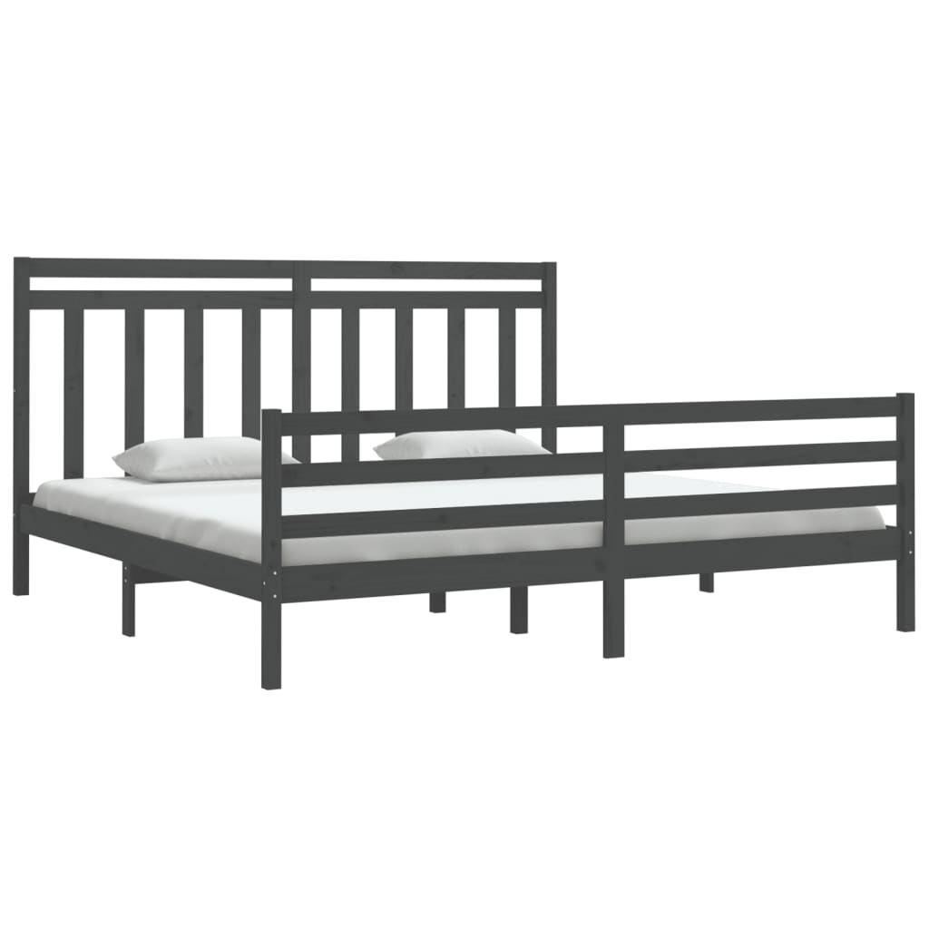 sengeramme 200x200 cm massivt træ grå