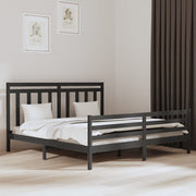 sengeramme 200x200 cm massivt træ grå