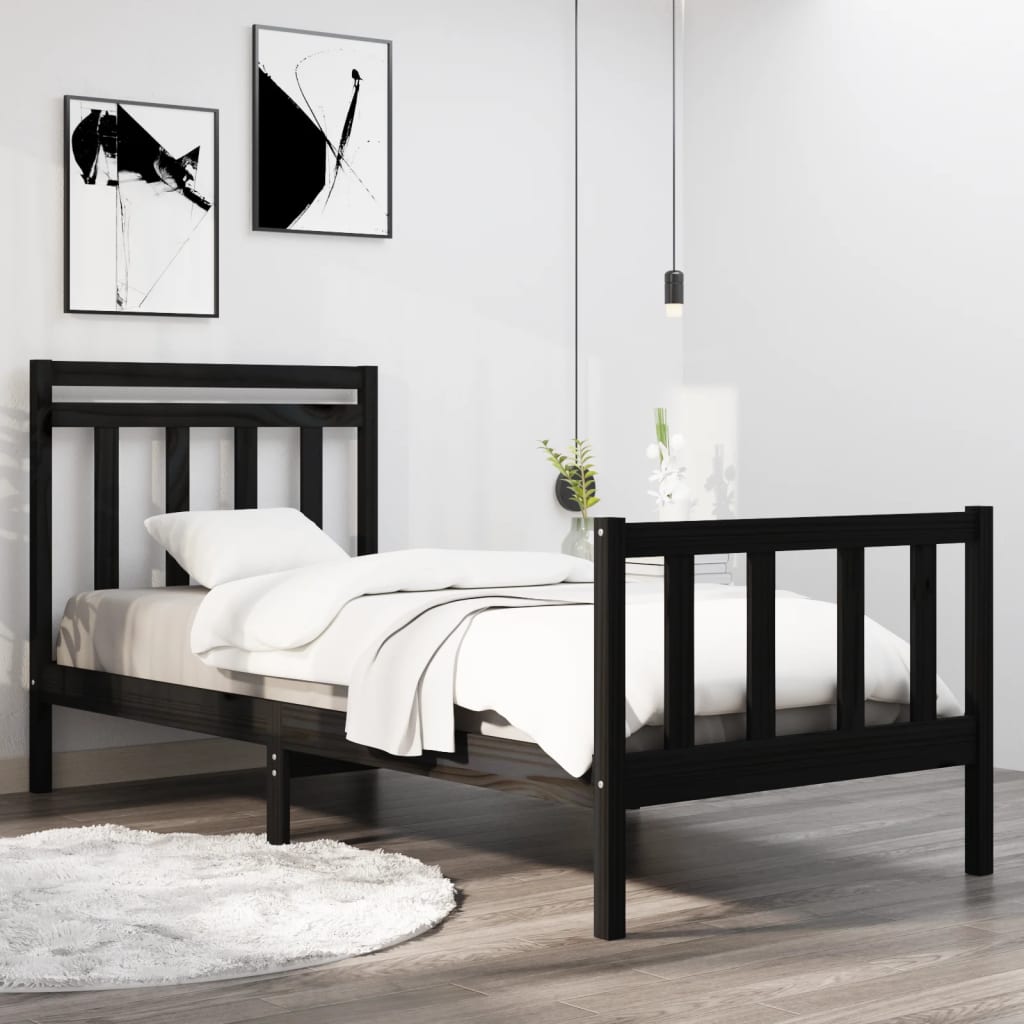 sengeramme 75x190 cm Small Single massivt træ sort