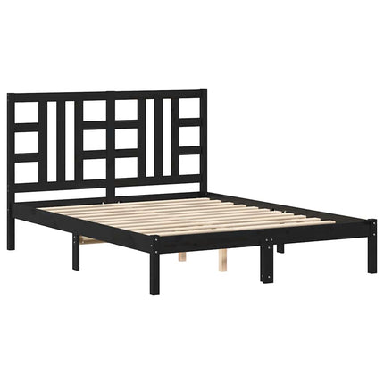 sengeramme 140x190 cm massivt træ sort