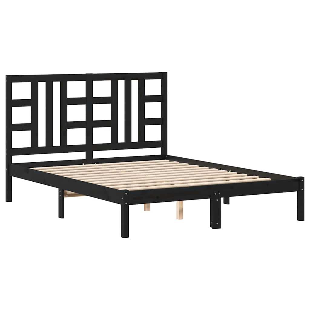 sengeramme 140x190 cm massivt træ sort