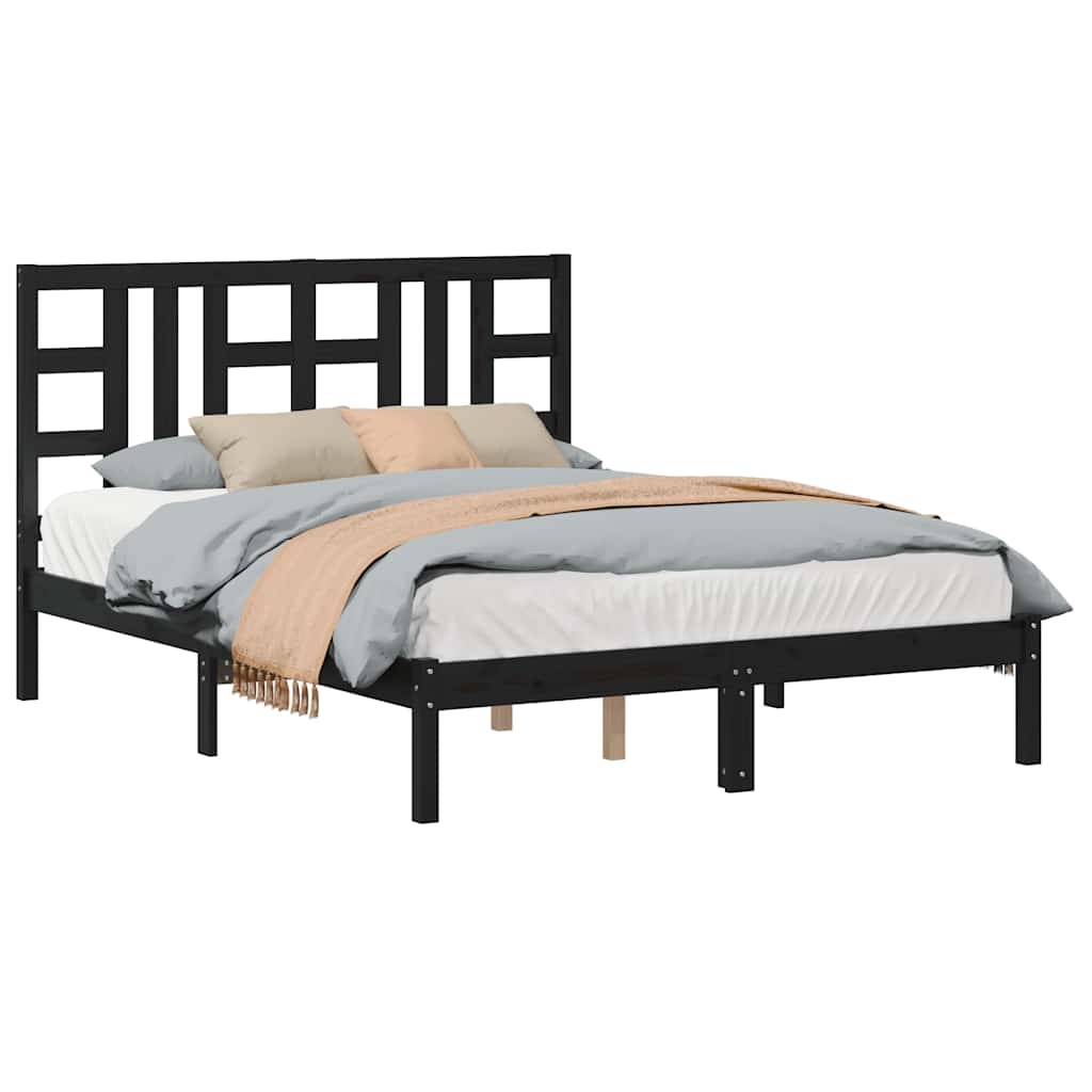 sengeramme 140x190 cm massivt træ sort