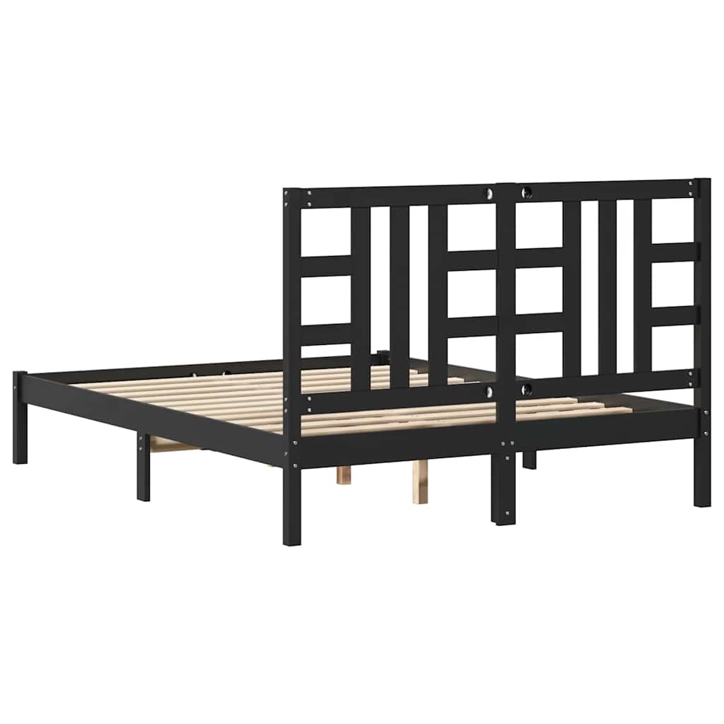 sengeramme 140x190 cm massivt træ sort