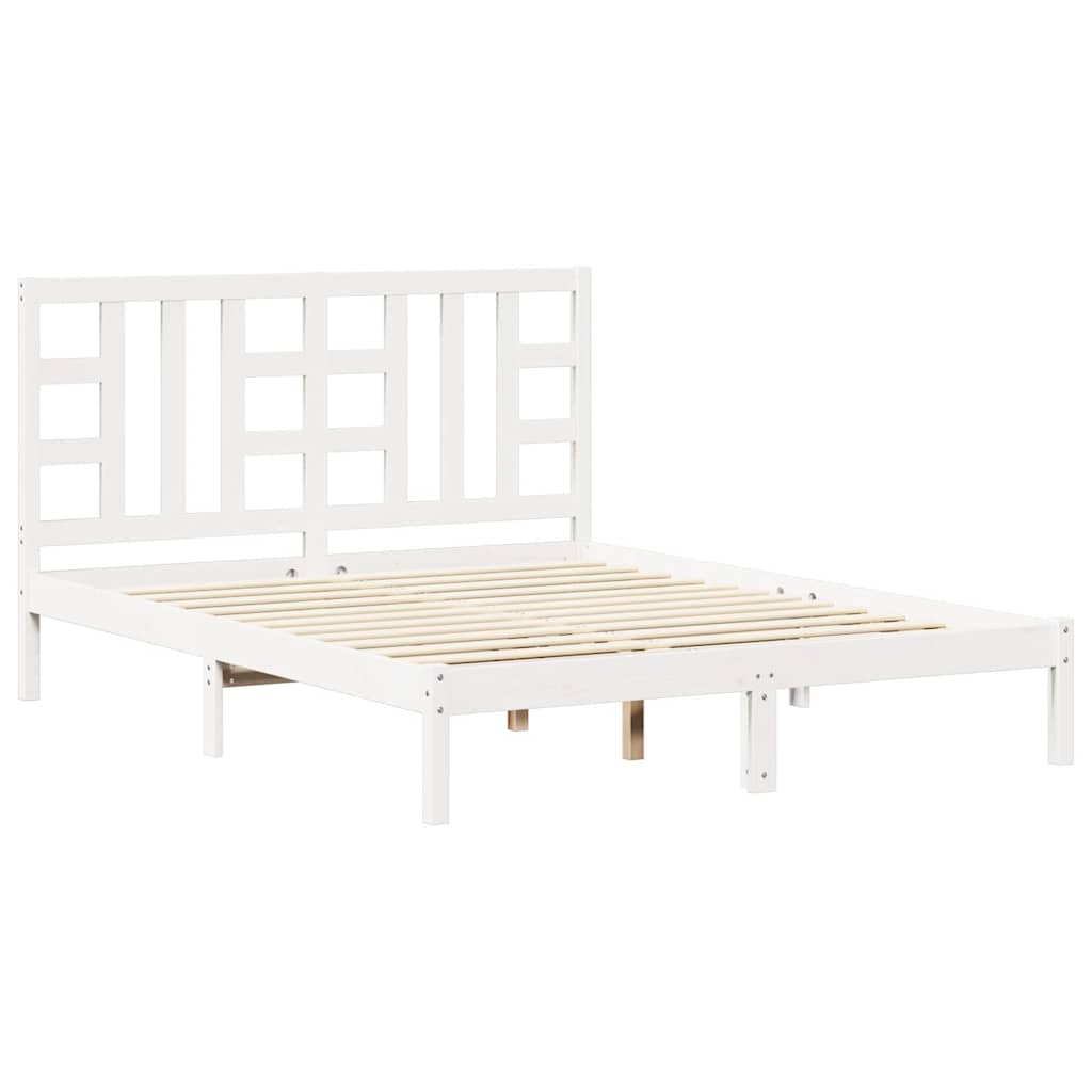 sengeramme 150x200 cm King Size massivt fyrretræ hvid