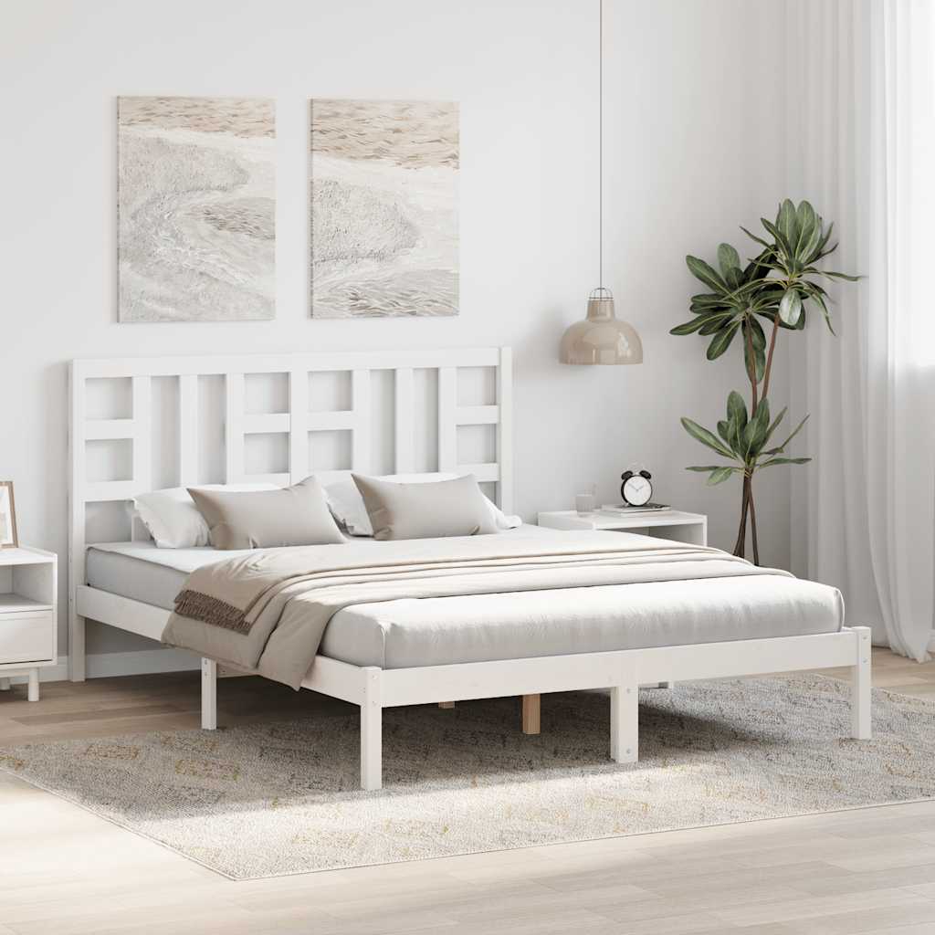 sengeramme 150x200 cm King Size massivt fyrretræ hvid