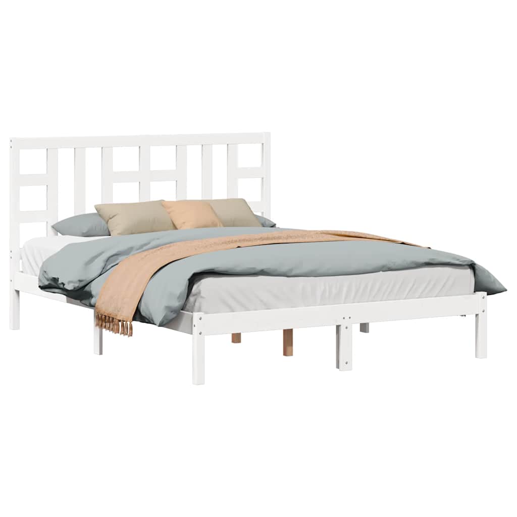 sengeramme 150x200 cm King Size massivt fyrretræ hvid