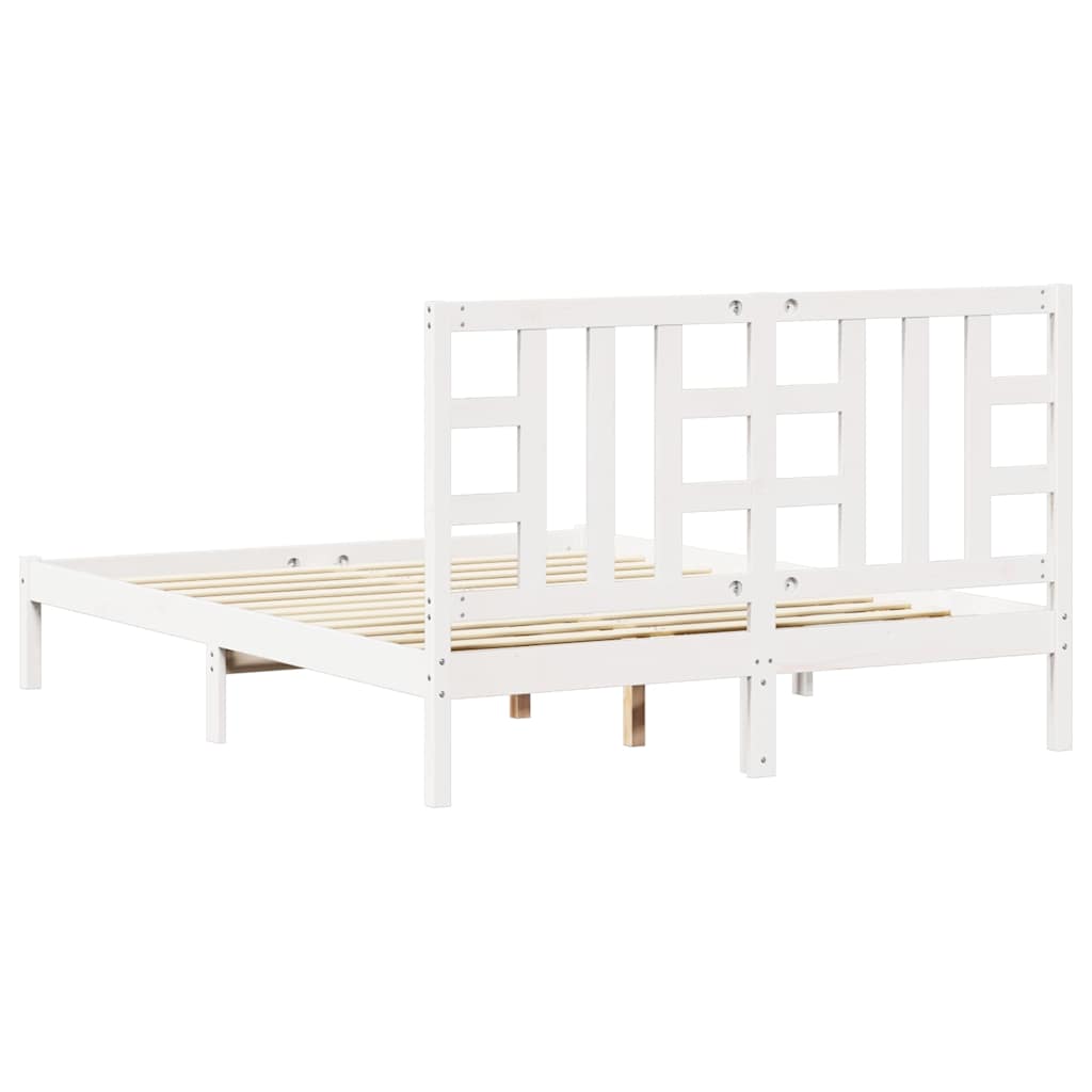 sengeramme 150x200 cm King Size massivt fyrretræ hvid