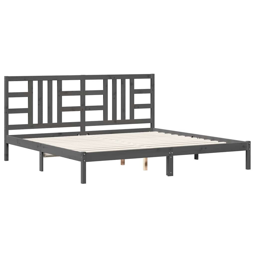 sengeramme 200x200 cm massivt træ grå