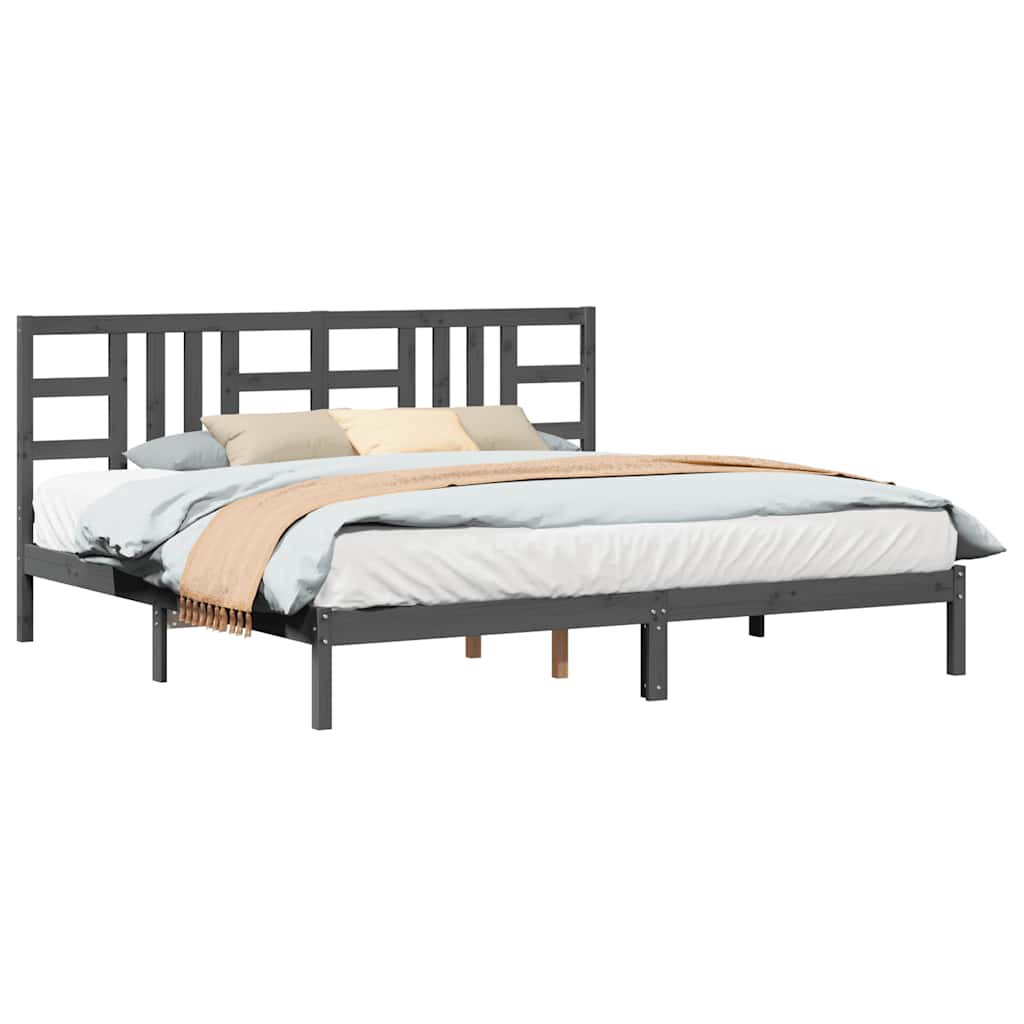 sengeramme 200x200 cm massivt træ grå