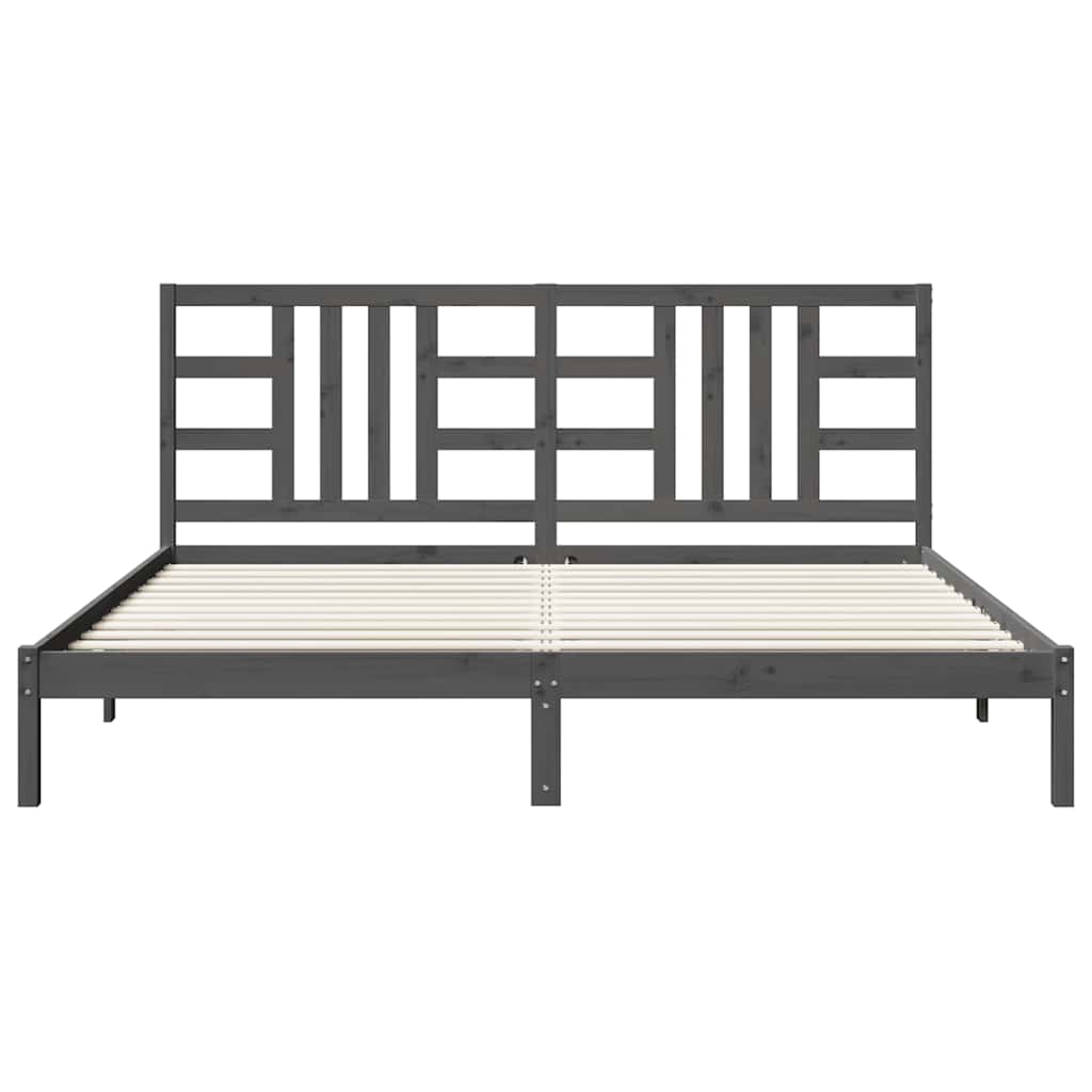 sengeramme 200x200 cm massivt træ grå