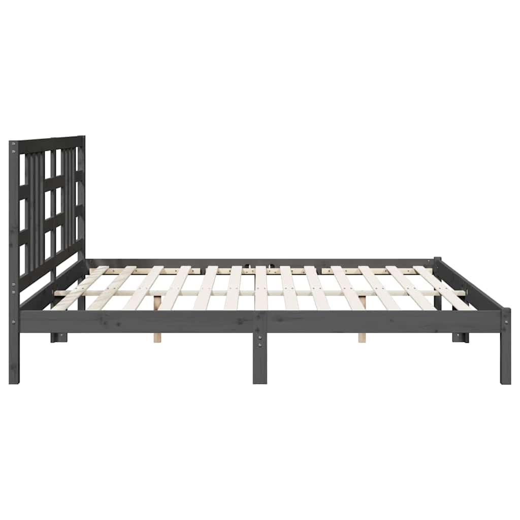 sengeramme 200x200 cm massivt træ grå