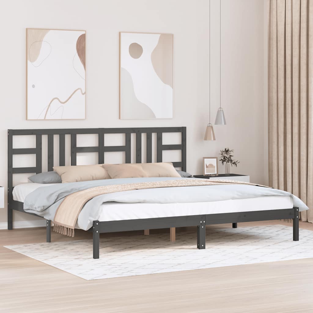 sengeramme 200x200 cm massivt træ grå