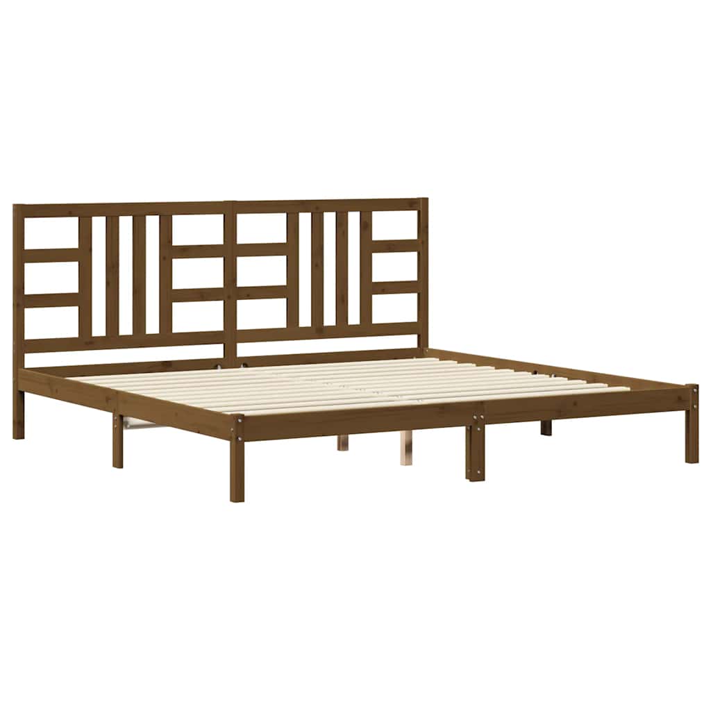 sengeramme 200x200 cm massivt træ gyldenbrun