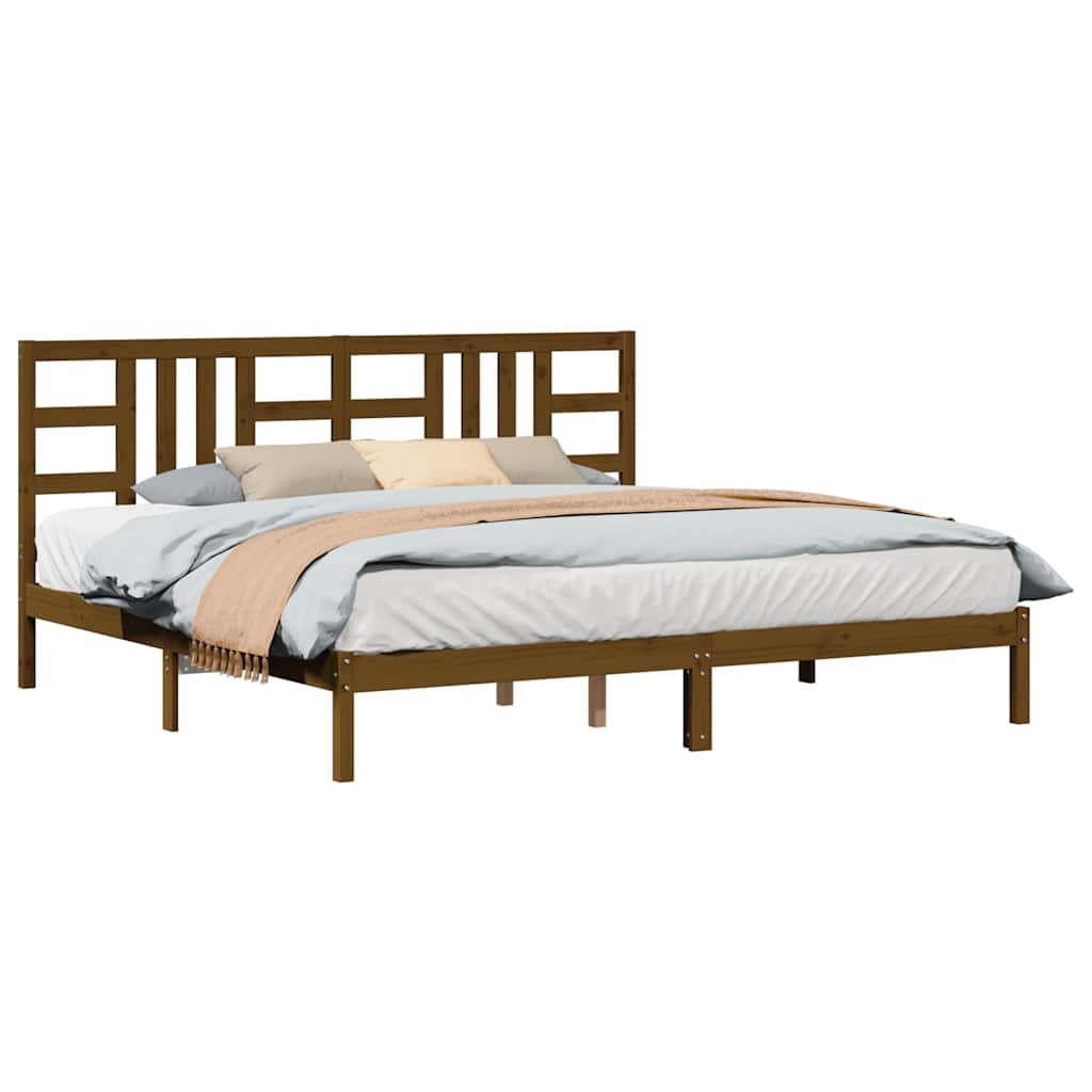 sengeramme 200x200 cm massivt træ gyldenbrun