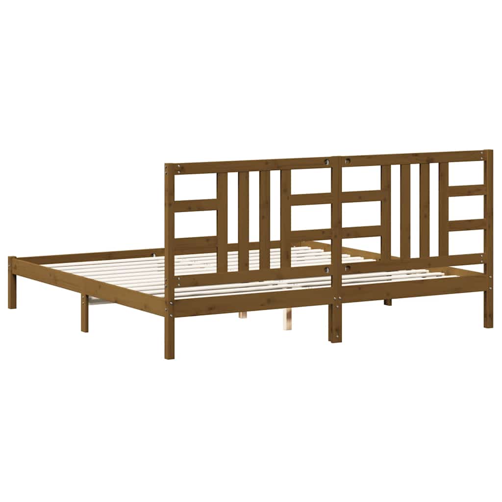 sengeramme 200x200 cm massivt træ gyldenbrun