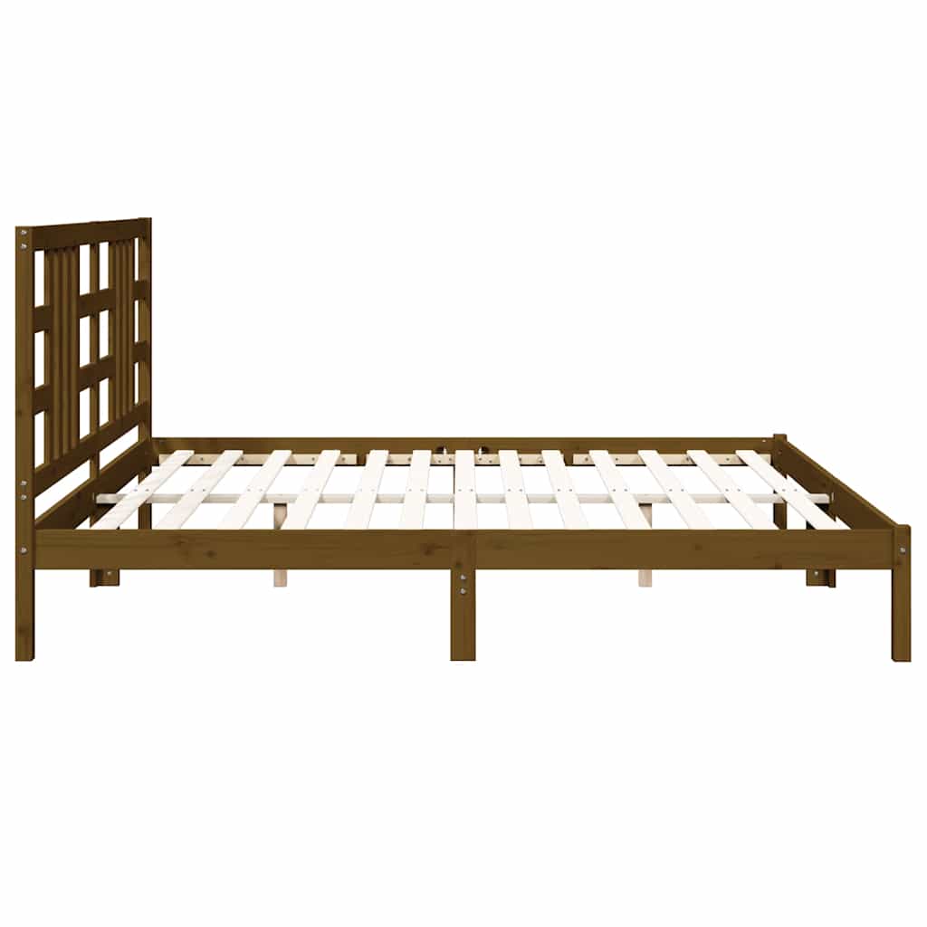 sengeramme 200x200 cm massivt træ gyldenbrun