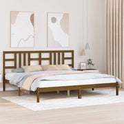sengeramme 200x200 cm massivt træ gyldenbrun