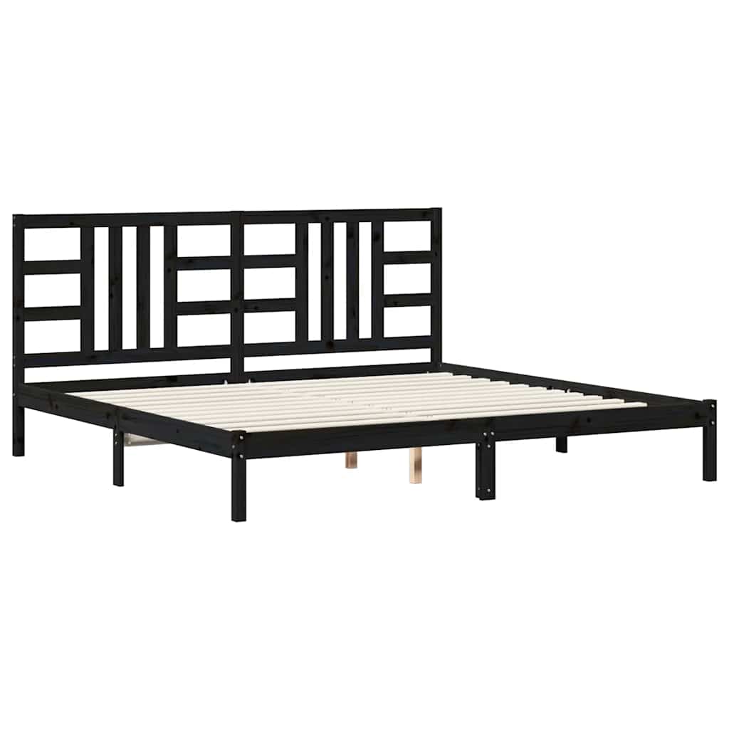 sengeramme 200x200 cm massivt træ sort