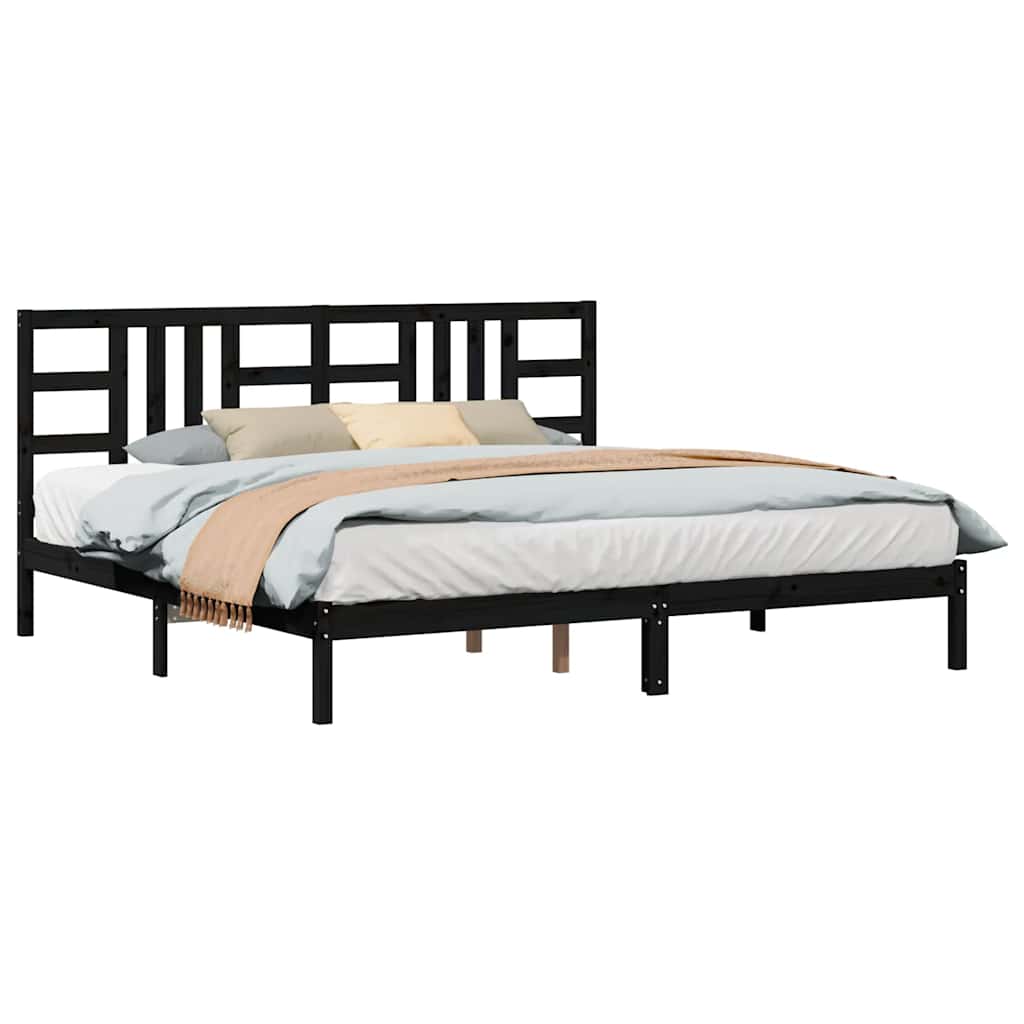 sengeramme 200x200 cm massivt træ sort