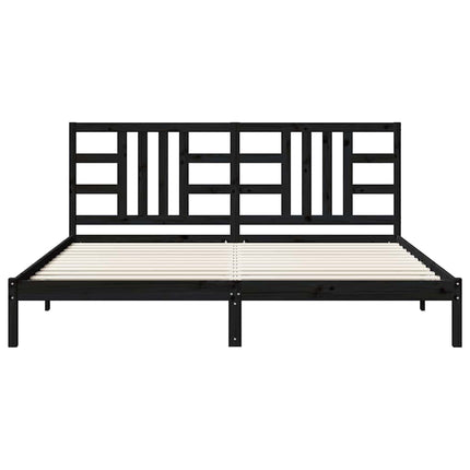 sengeramme 200x200 cm massivt træ sort