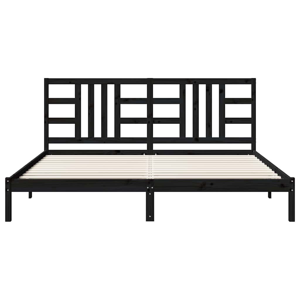 sengeramme 200x200 cm massivt træ sort