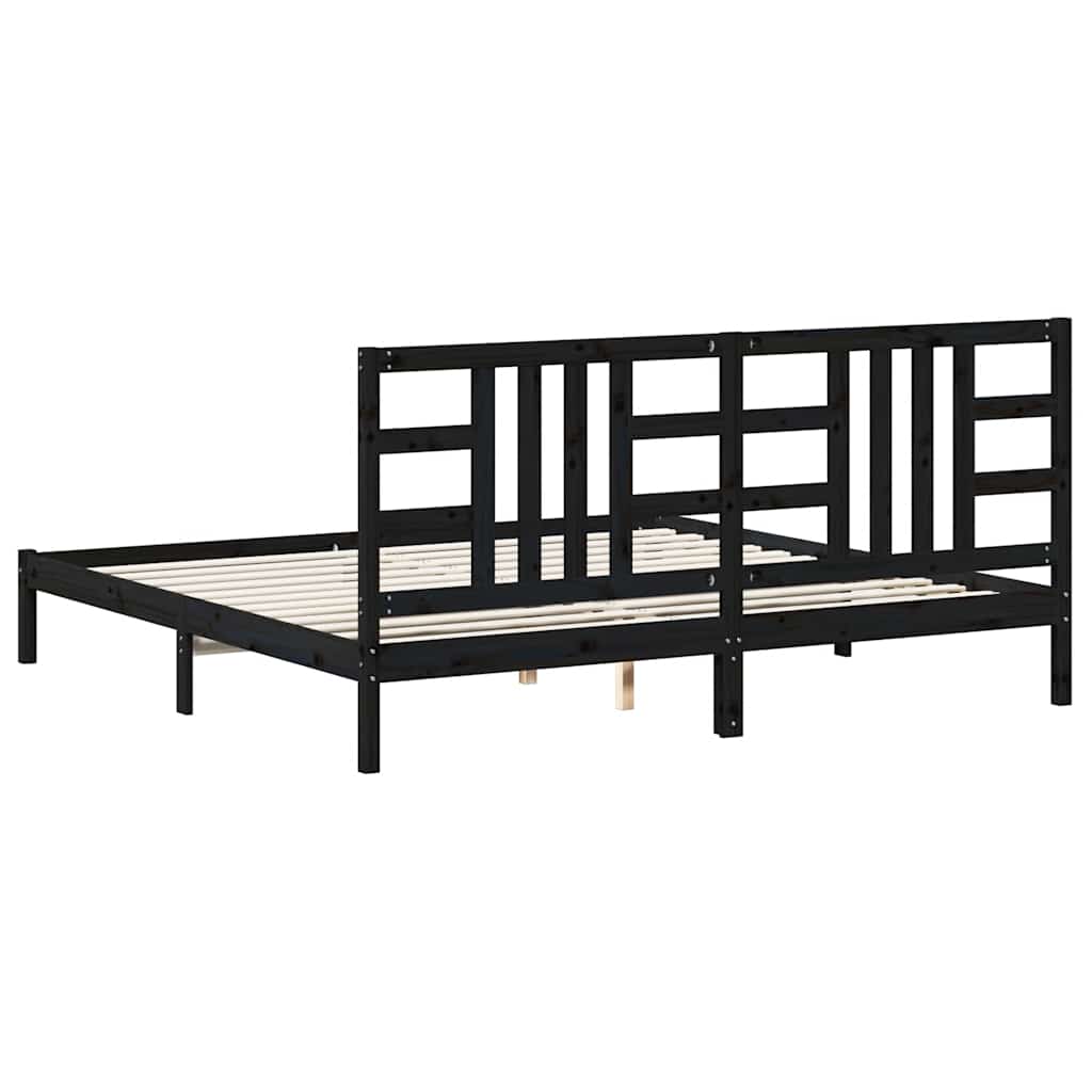 sengeramme 200x200 cm massivt træ sort