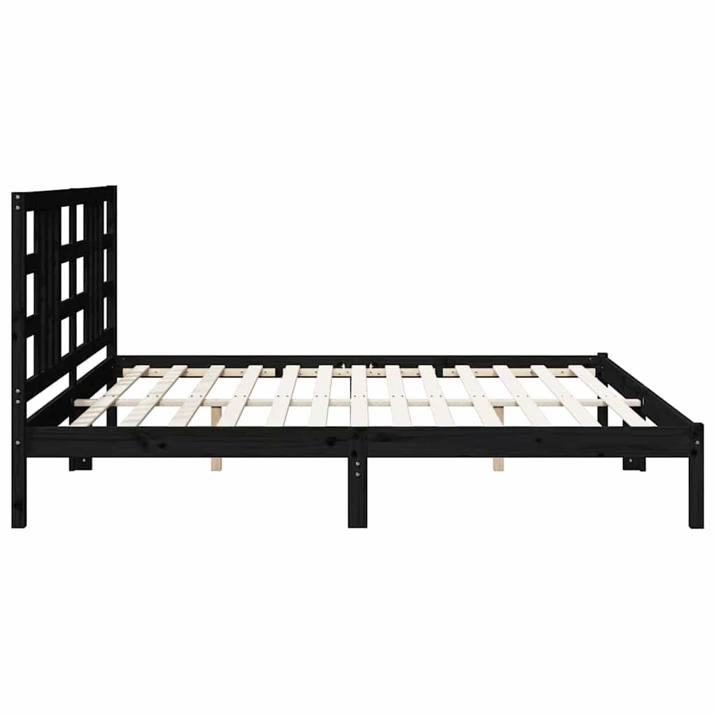 sengeramme 200x200 cm massivt træ sort