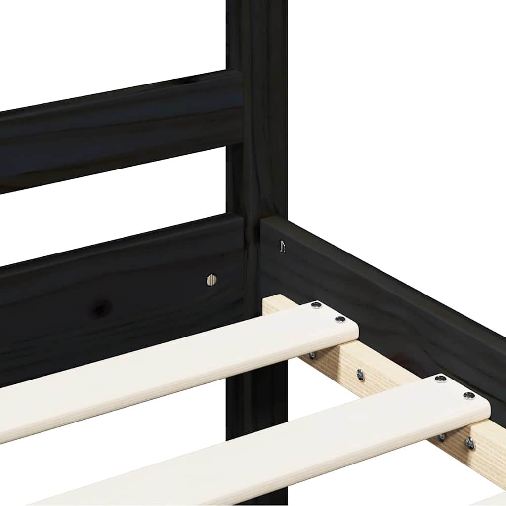 sengeramme 200x200 cm massivt træ sort