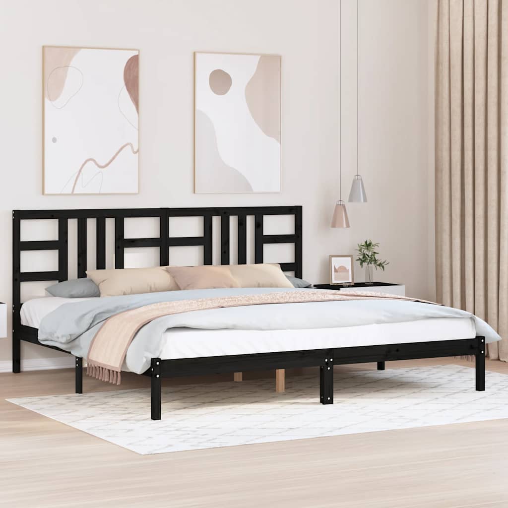 sengeramme 200x200 cm massivt træ sort