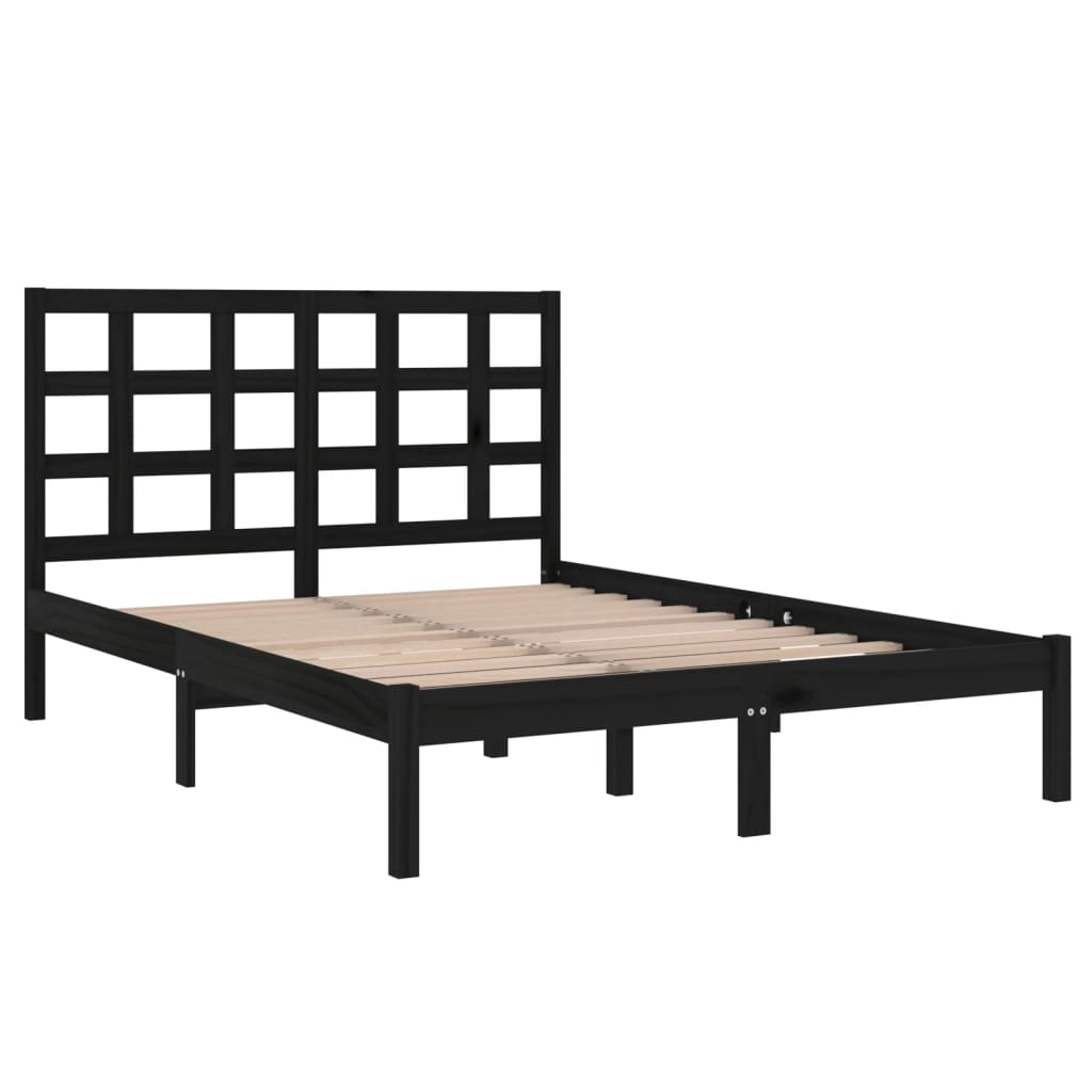 sengeramme 140x190 cm massivt træ sort