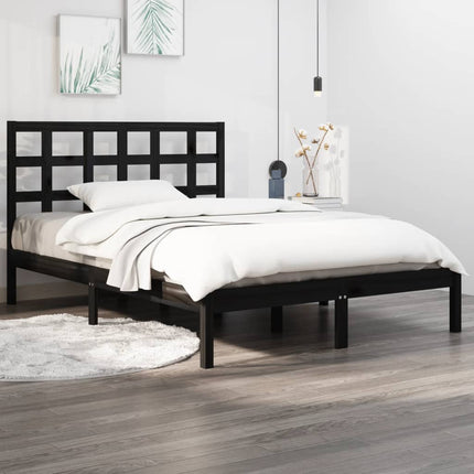 sengeramme 140x190 cm massivt træ sort