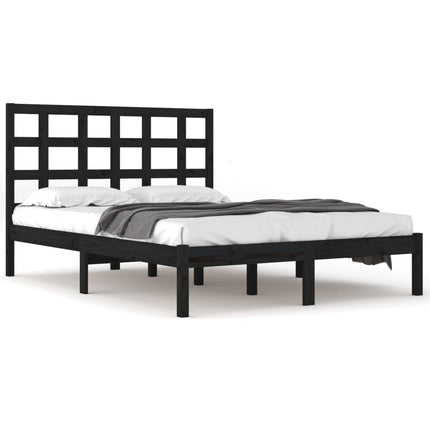 sengeramme 200x200 cm massivt træ sort