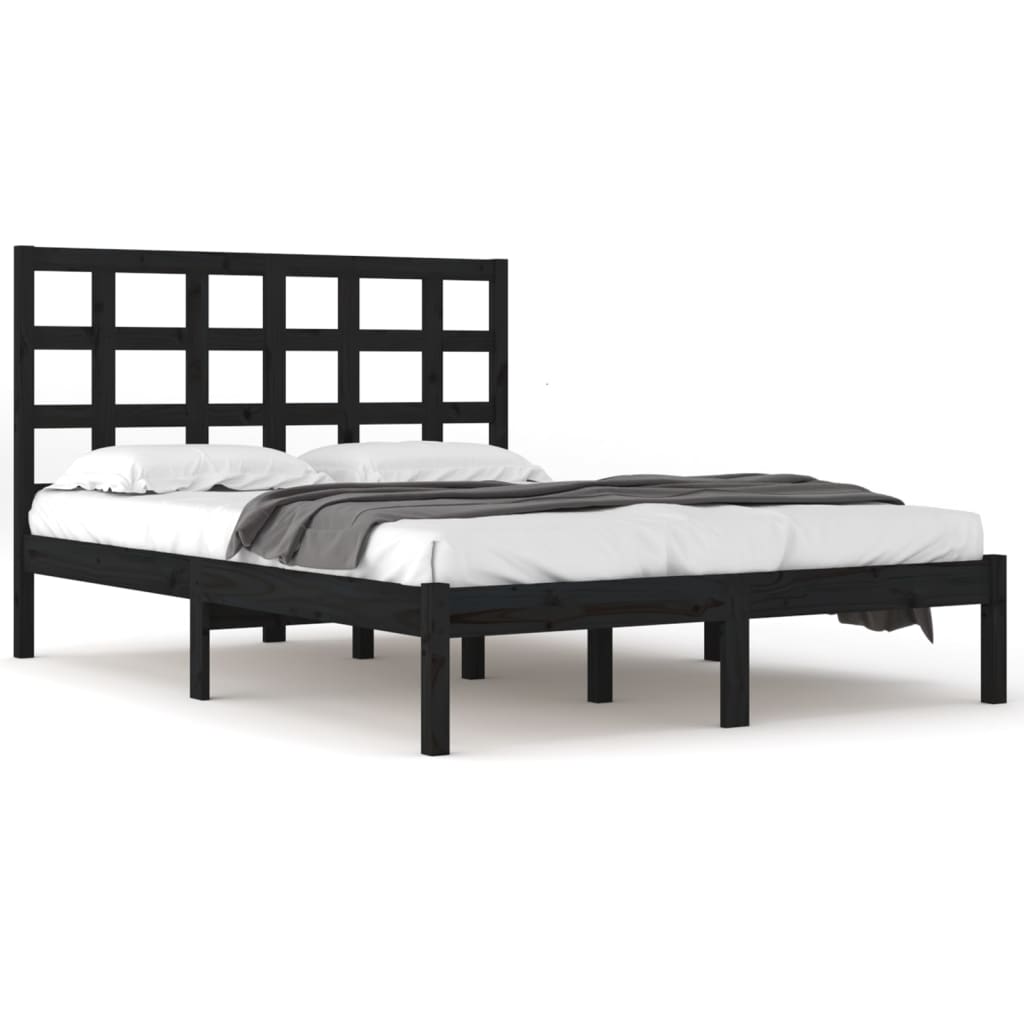 sengeramme 200x200 cm massivt træ sort
