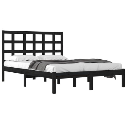 sengeramme 200x200 cm massivt træ sort
