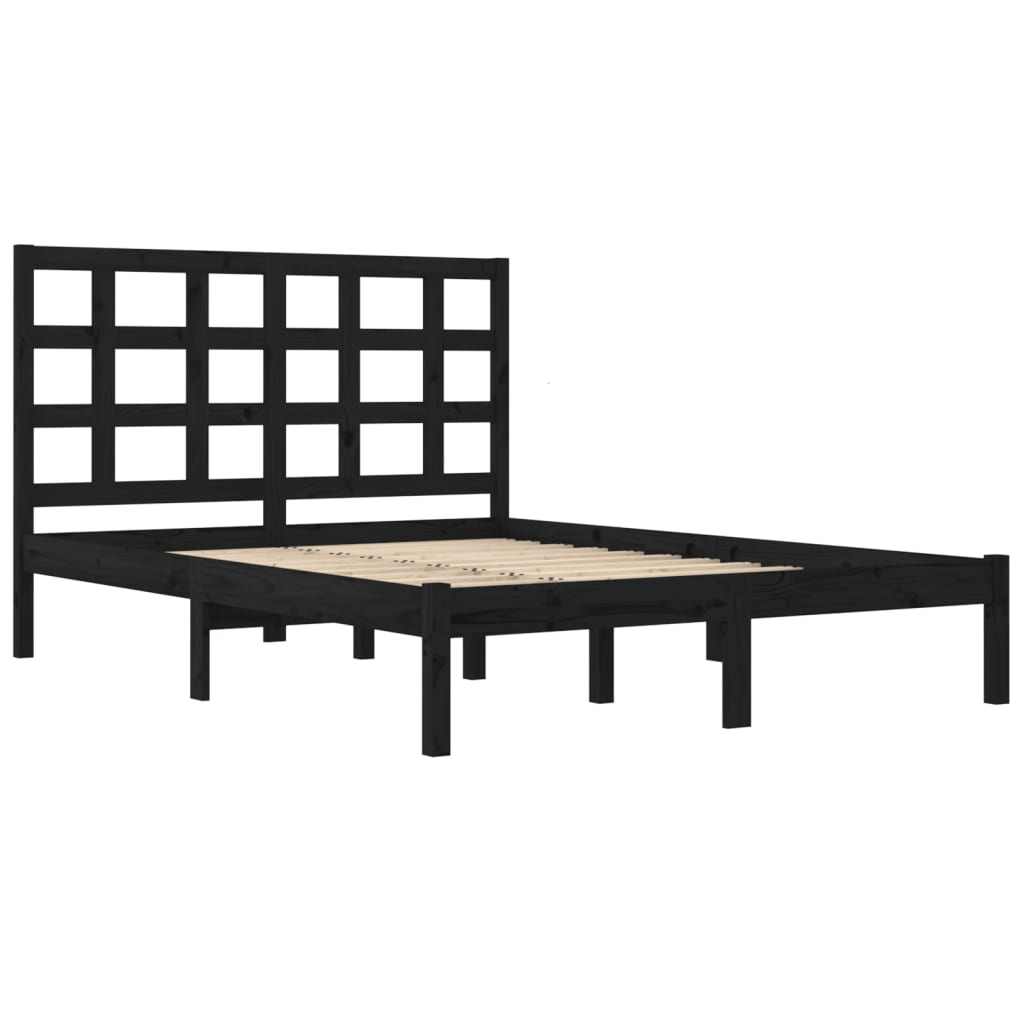 sengeramme 200x200 cm massivt træ sort