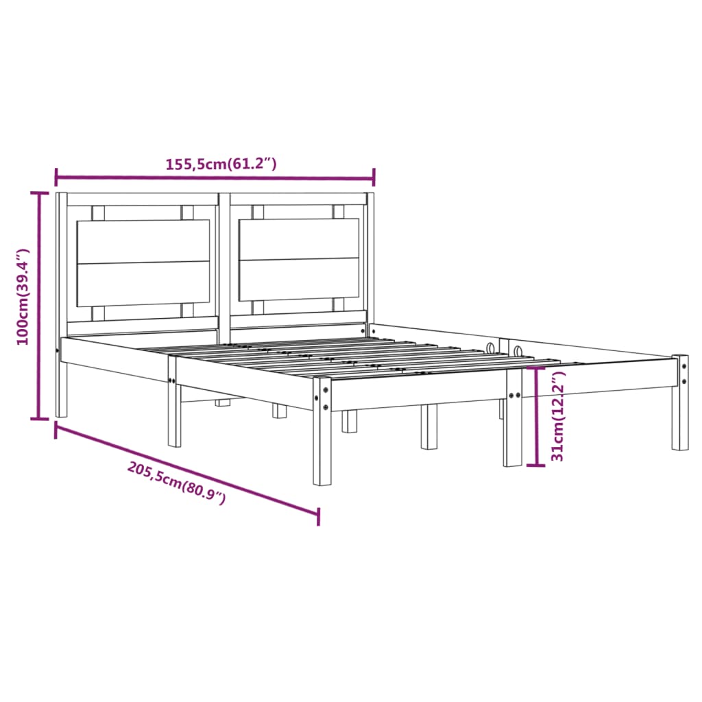 sengeramme 150x200 cm massivt træ