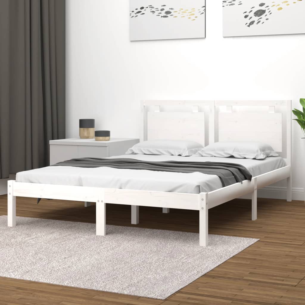 sengeramme 200x200 cm massivt træ hvid